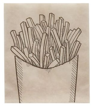 Пакет бумажный крафт 115х100+30 жиростойкий с печатью Картошка фри 100/2000