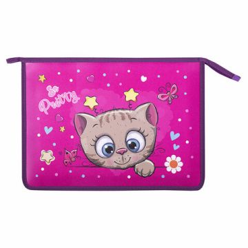 Папка для тетрадей А4 пластик 1 отделение, на молнии Юнландия Pretty Kitty 1/25 