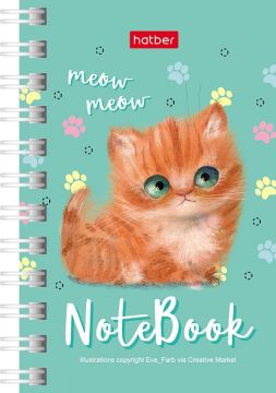 Записная книжка А7 40л гребень клетка обл мел картон Хатбер Кошарики 1/144