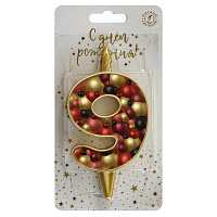 Свеча для торта Пузыри золото Цифра 9 1/20