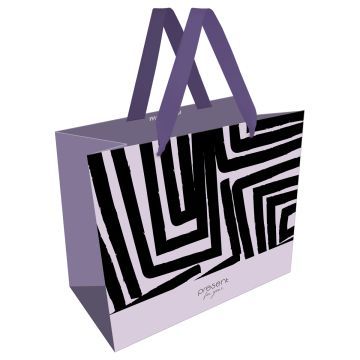 Пакет подарочный бумажный (32х26х12) матовый MESHU Black stripes 1/12