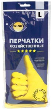 Резиновые перчатки с х/б напыл латекс хозяйств Aviora разм L 60гр 12/120