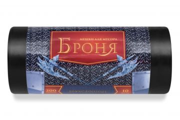 Мешок для мусора 200л рулон ПВД (90х130)-60 черный БРОНЯ ПРЕМИУМ 130г Ромашка (10шт) 1/8