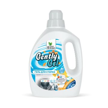 Средство жидкое 2л гель концентрат для стирки универсальный Gently Gel Clean&Green1/6