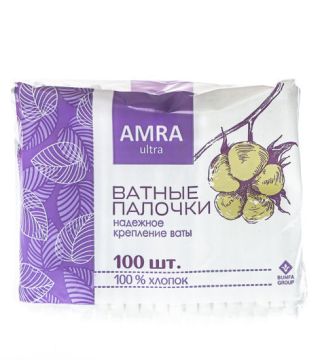 Ватные палочки (100шт) пакет АМRА 1/52