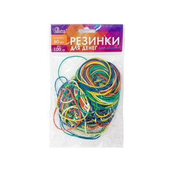 Резинка банк 100гр 60мм цветная европодвес EXTRA 1/200