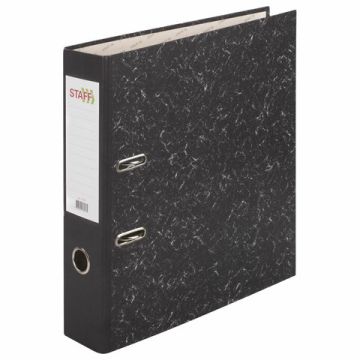 Папка-регистратор А4 70мм STAFF "Бюджет" с мраморн покрытием, без уголка, черн корешок 1/24 