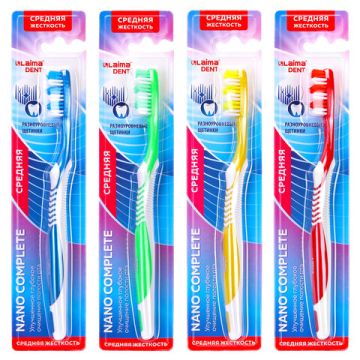 Зубная щетка Nano Complete средняя жесткость цвет ассорти LAIMA DENT 1/12