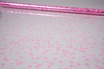 Ролик 70см х8м пленка полипропилен с рисунком Пузыри, розовый 1/10