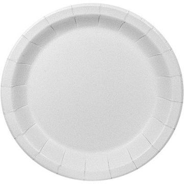 Тарелка картон d-230 ламинированная белая с бортом ПС 50/500