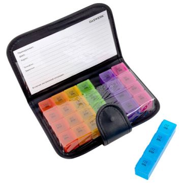 Контейнер-органайзер для лекарств и витаминов 7 дней/4 приема в чехле на кнопке 1/50 