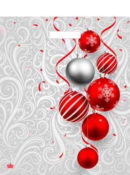 НГ Пакет с вырубной ручкой (38х45)-60 Алый серпантин 50/500