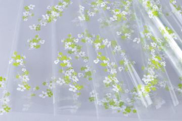 Ролик 70см х8м пленка полипропилен с рисунком Анютины глазки бело-салатовый 1/10