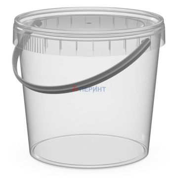 Ведро пищевое прозрачное 1,5л d-145 с крышкой с ручкой Перинт 100/100 