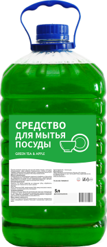 Средство жидкое для мытья посуды 5л эконом Green Tea and Apple Италмас 1/4