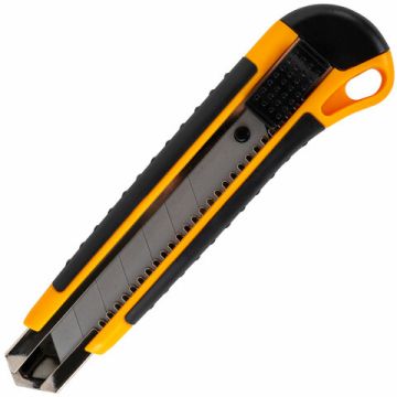 Нож канцелярский 25мм автофиксатор с резиновой вставкой мощный Brauberg 1/12/72