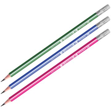 Карандаш ч/гр HB с ластиком, трехгранный, пластик, заточен, ассорти OfficeSpace 1/12/72