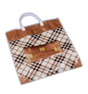 Пакет с пластмассовыми ручками (35х36+10) Клетка 10/50