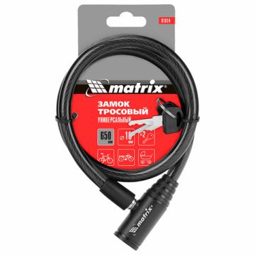 Замок тросовый велосипедный стальной трос: диаметр 10мм длина 650мм 2 ключа MATRIX 1/120