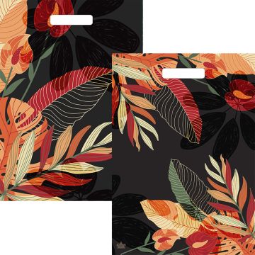 Пакет с вырубной ручкой (31,5х43)-50 Грэй Глосс Листья Тико 50/500