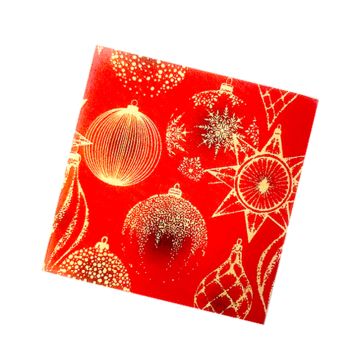 НГ Салфетки (33х33) 3-сл Золотые украшения  на красном (20) 1/12