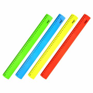 Линейка 40см пластиковая непрозрачная неоновая ассорти ПИФАГОР 1/35