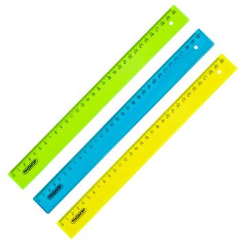 Линейка 30см пластиковая прозрачная неоновая ассорти ПИФАГОР 1/20/360