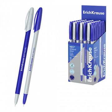 Ручка шариковая синяя узел 0,7мм Металлик суперскольжение ErichKrause Neo 1/50