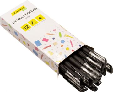 Ручка гелевая черная игольч 0,5мм линия 0,3мм Silwerhof Eco Solo 1/12/432