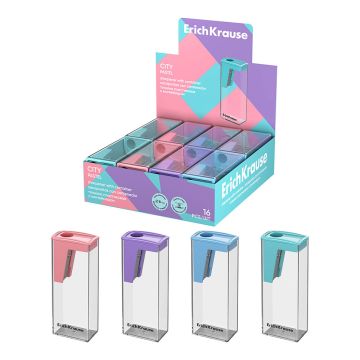 Точилка 1 отверстие ассорти ErichKrause City Pastel 1/16