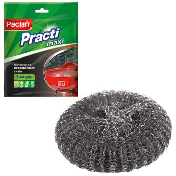 Мочалка для посуды металлическая большая 38г 40х95х95мм PACLAN