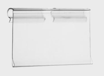 Держатель для ценников 70х40мм на крючок откидной прозрачный 1/100