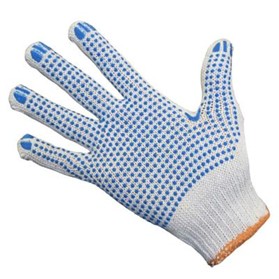Перчатки ПВХ 3-нитка 7класс точка 32гр белые 10/500