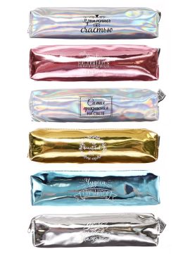 Пенал-косметичка 18х8х0,5см Надписи микс 1/12