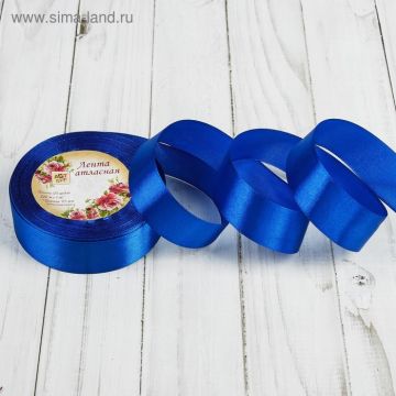 Лента атласная 25мм 25м синяя 5/5