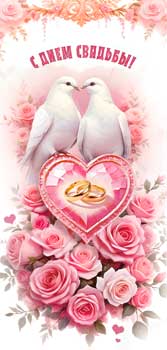 Конверт для денег 16,5х8см С Днем Свадьбы ! 90-1444 10/10