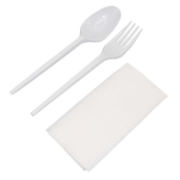 Набор столовый одноразовый №3 (вилка, столовая ложка, салфетка) 1/250