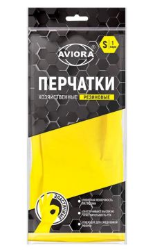 Резиновые перчатки с х/б напыл латекс хозяйств Aviora S 36гр 12/120