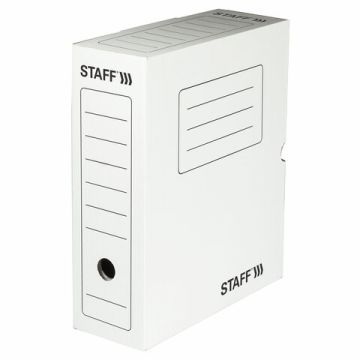 Короб архивный с клапаном А4 (260х325мм) 100мм до 900л микрогофрокартон белый STAFF 1/20