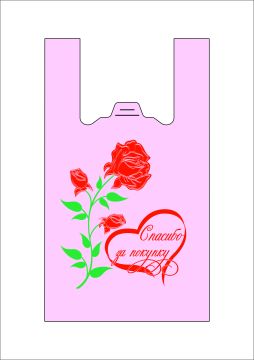 Пакет Майка ПНД (26+14)х48-12 розовый Роза ЭТ 100/2000