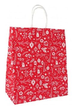 НГ Пакет подарочный крафтовый (25х22х12) с крученой ручкой Новый год 1/250