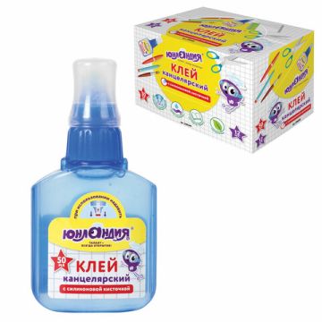 Клей канцелярский с силиконовой кисточкой 50мл ЮНЛАНДИЯ 1/12