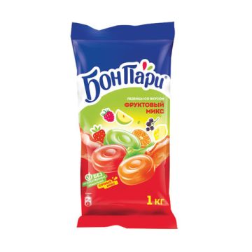Продукты, Карамель леденцовая БОН ПАРИ Фруктовый микс ассорти 1кг 1/1
