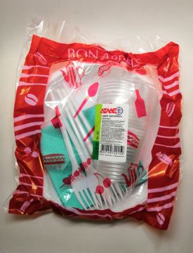 Набор одноразовой посуды Пикник на 6 персон Bon Appetit (тар 205,стак,вил,салф) 1/32