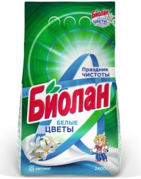 Порошок стиральный Биолан 2,4кг автомат Белые цветы  1/4