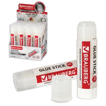 Клей-карандаш 25г Crystal BRAUBERG 1/12/432 