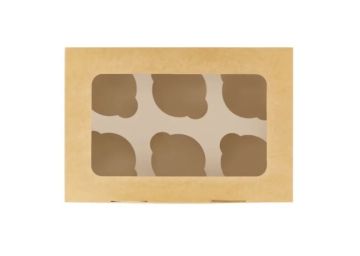 Коробка для капкейков/маффинов с окном 250х170х100мм на 6шт картон ECO MUF 6 DoECO 25/150