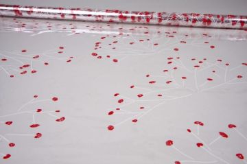 Ролик 70см х8м пленка полипропилен с рисунком Гипсофила бело-красный 1/10