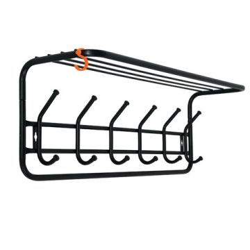 Вешалка 6 крючков настенная с полкой, черная ВСП7 1/1 