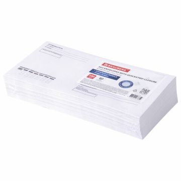 Конверты Е65 110х220мм отрывная полоса STRIP Куда-Кому внутр.запечатка BRAUBERG 100/1000